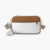 PU Tassel Double Patchwork Crossbody Bag White