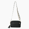 PU Tassel Double Patchwork Crossbody Bag Black