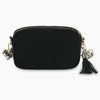 PU Tassel Double Patchwork Crossbody Bag Black