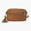 PU Tassel Double Patchwork Crossbody Bag Brown