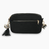 PU Tassel Double Patchwork Crossbody Bag Black