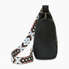 Leather Leopard Print Chest Bag Black