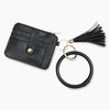 Wristlet Bracelet Keychain Pocket Credit Card Holder Leather Black