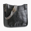 Leather Vintage Leopard Sling Bag Black