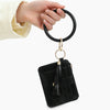 Wristlet Bracelet Keychain Pocket Credit Card Holder Leather Black