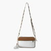 PU Tassel Double Patchwork Crossbody Bag White