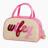 Monoblanks Embroidery Letters Lady Duffel Bag Beige