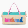 Monoblanks Embroidery PU Women Duffel Bag Cyan