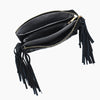 Monoblanks Leather Fringe Crossbody Sling Bag Black