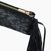 Monoblanks Leather Fringe Crossbody Sling Bag Black