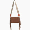 Monoblanks Leather Fringe Crossbody Sling Bag Brown