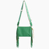 Monoblanks Leather Fringe Crossbody Sling Bag Green