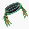 Monoblanks Leather Fringe Crossbody Sling Bag Green