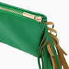 Monoblanks Leather Fringe Crossbody Sling Bag Green