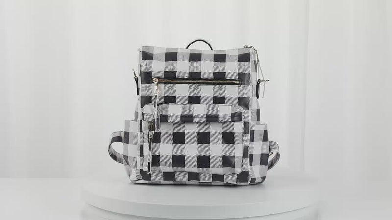 Carmine Plaid School Bag